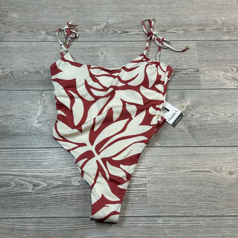 Vitamin A Terra Cutout One-Piece Swimsuit Terracotta Floral Size M - Picture 5 of 5